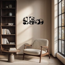 Swift Beacon Panda Playtime Metal Wall Art - Elegant Textured Black Finsihed with Solid Metal Body, Ideal Wall Decor for Living Room, Bedroom, Office and Playroom