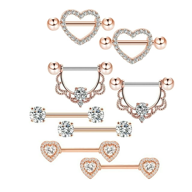 Minnieouse 8 piezas de anillos para pezones, accesorio de moda de acero inoxidable, hermosa joyería Sexy para Piercing, decoración de pecho para niña, Type2 NO2 Minnieouse AP009717-01
