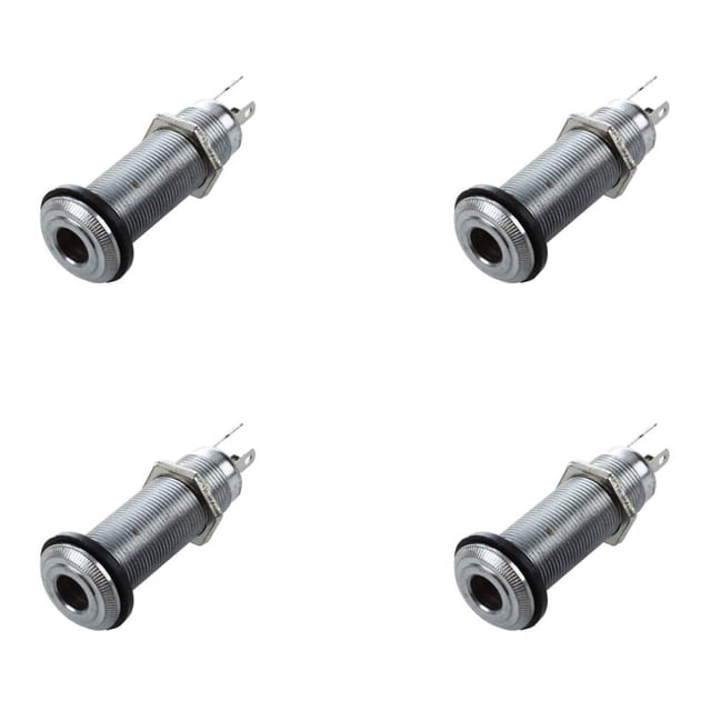 4X 1/4 de Pulgada Cromo Cilindro Enchufe de Montaje Insertado de Guitarra Electrica Guitarra Bajo