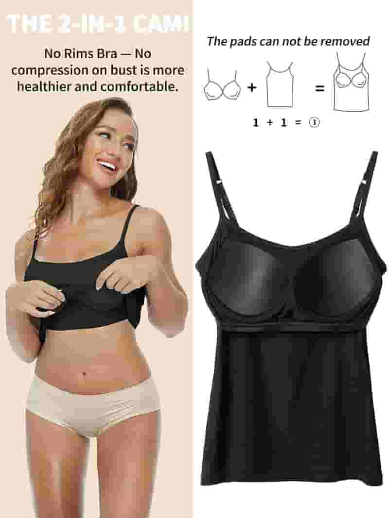 人気ブランドバ40代 Adjustable Bra Built-in with Cami Women's Strap, Pack 2 Clothing