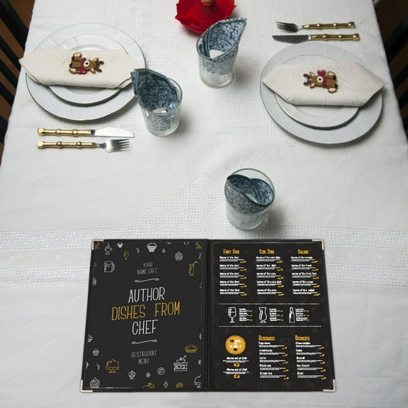 HEMOTON  2 Pcs Recipe Folder Menu Binder for Home Cafe Covers Restaurant Binders