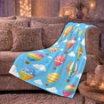 thumbnail image 6 of Hot Air Balloon Adventure Sky Scene Cheerful Cartoon, Playful Celestial Scene, Warm Flannel Blanket for Living Room and Bedroom, Celestial Art Lovers Housewarming Gift, Celestial Home Decor, 6 of 9