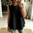 thumbnail image 4 of Tiered Ruffle Sleeveless Blouse Womens Round Neck Flowy Lightweight Peplum Tank for Casual Summer Boho Wear Black XXL, 4 of 6