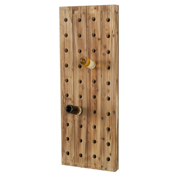 DecMode 21" x 57" Brown Wood Tall 40 Hole Wall Wine Rack, 1-Piece