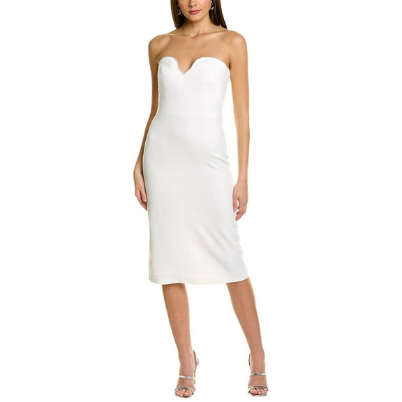ML Monique Lhuillier womens  Strapless Midi Dress, 2, White