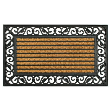 RugSmith Moulded Rubber Coir Rectangle Irongate Indoor and Outdoor Doormat, 18" x 30"