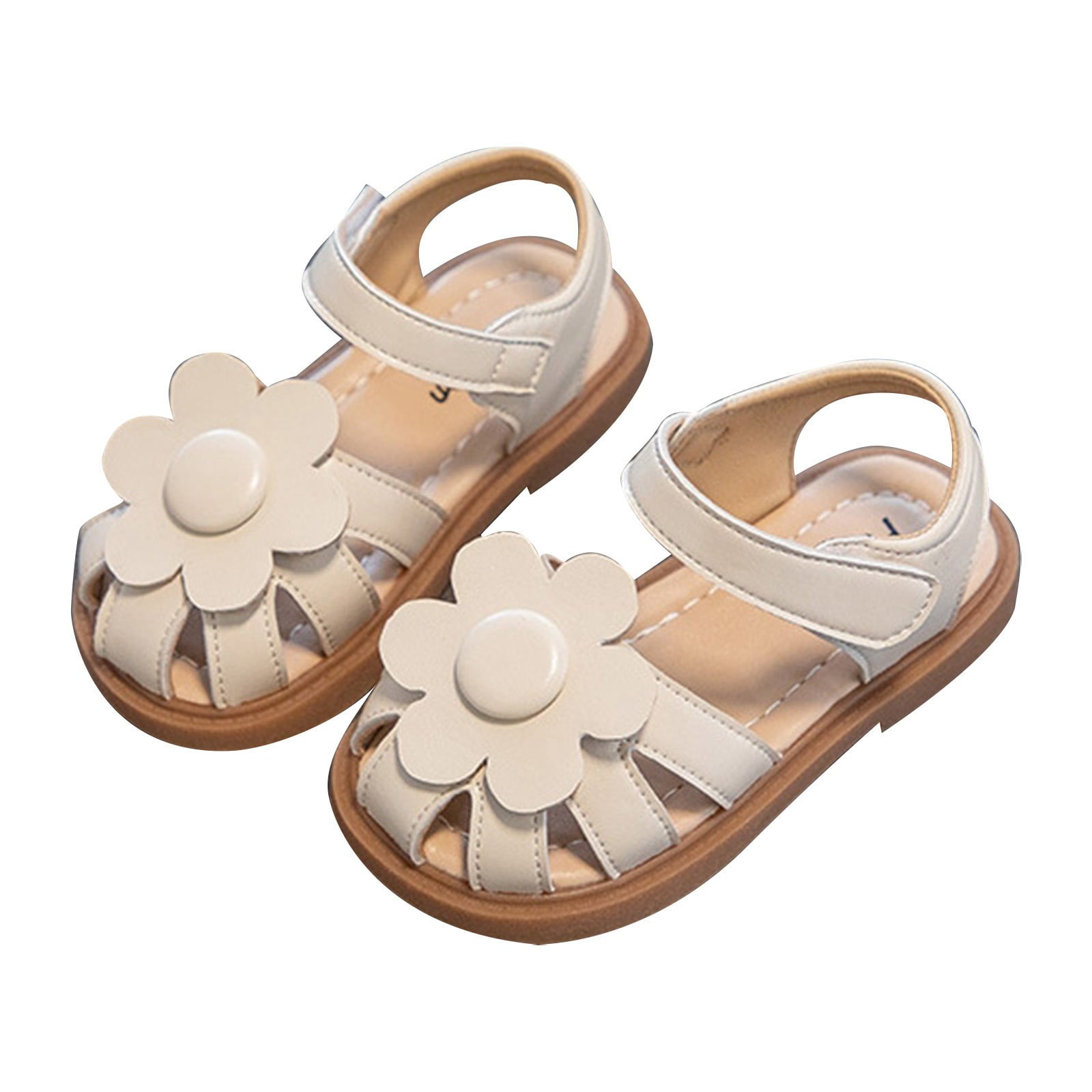 nsendm Girls Sandal Toddler Female Summer Kids Children s Girls Sandals Summer Flowers Wrapped Head Soft Bottom Princess Shoes with Girls Hiking Sandals Beige 9 Walmart