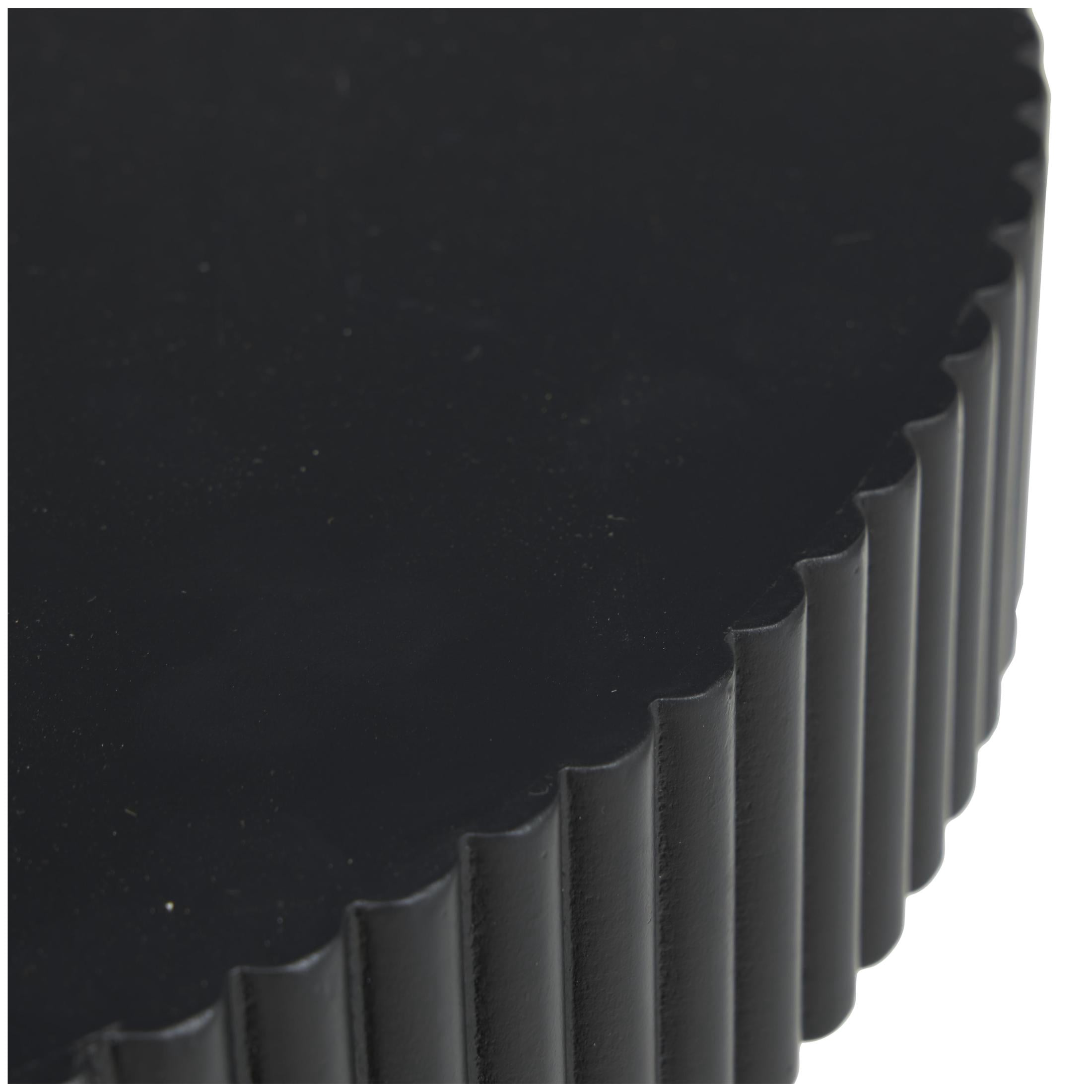DecMode 20" x 20" Black Wooden Dimensional Ribbed Accent Table, 1-Piece