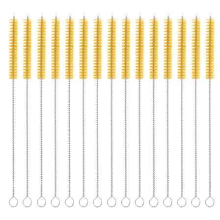 Uxcell 15Pack Drinking Straw Cleaning Brushes, 8" x 2/8" Nylon Bristles Long Straw Brush for Bottle and Tube (Yellow)