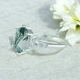 thumbnail image 3 of Natural Moss Agate Ring Long Hexagon Engagement Ring 925 Sterling Silver Women Ring Diamond Cluster Jewelry Vintage Statement Ring Gift for Wife, 3 of 4