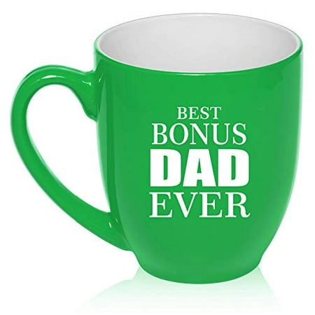 16 oz Large Bistro Mug Ceramic Coffee Tea Glass Cup Best Bonus Dad Ever Step Father