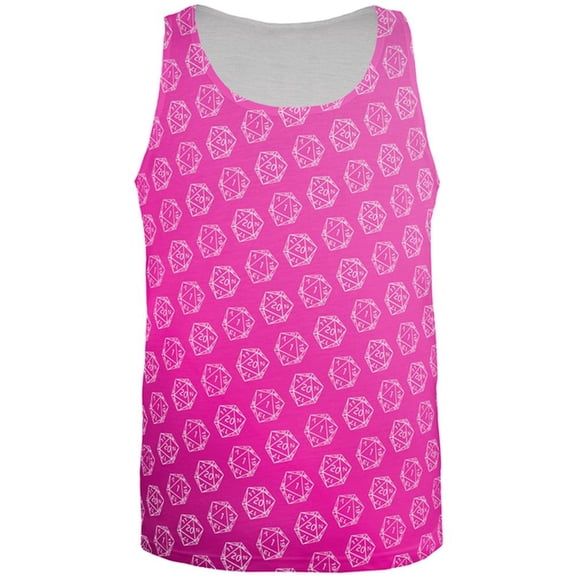 D20 Gamer Critical Hit and Fumble Pink Pattern All Over Mens Tank Top Multi X-LG