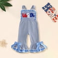 thumbnail image 2 of mgoYE Toddler Girl Clothes Sets 4th Fourth July Toddler Girl Outfit USA Romper Spaghetti Strap Bell Bottoms Jumpsuit Red White Blue Outfits|Navy 18-24 Months, 2 of 5