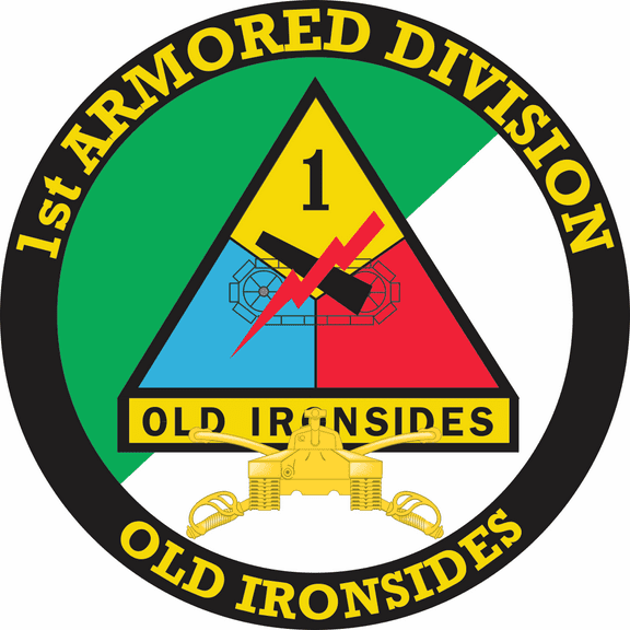 3.8 Inch 1st Armored Division with Armor Insignia Decal