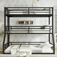 thumbnail image 2 of Generic Triple Bunk Bed - Twin over Twin over Full XL Metal Bed Frame with Guardrails, Heavy Duty & Quiet, Black, 2 of 9
