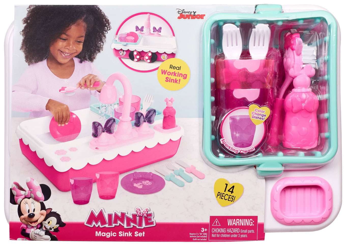 Minnie's Happy Helpers Magic Sink Set, Pretend Play Working Sink, Officially Licensed Kids Toys for Ages 3 Up, Gifts and Presents