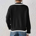thumbnail image 7 of Women's Floral Lapel Contrast Stitch V-Neck Long Sleeve Pullover Knit Sweater, 7 of 7