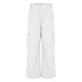 thumbnail image 4 of WTXUE Girls Cargo Pants, Pantalones De Mujer Women's Autumn And Winter Casual Versatile High Waist Workwear Pants, Full-Length, White, 4 of 5