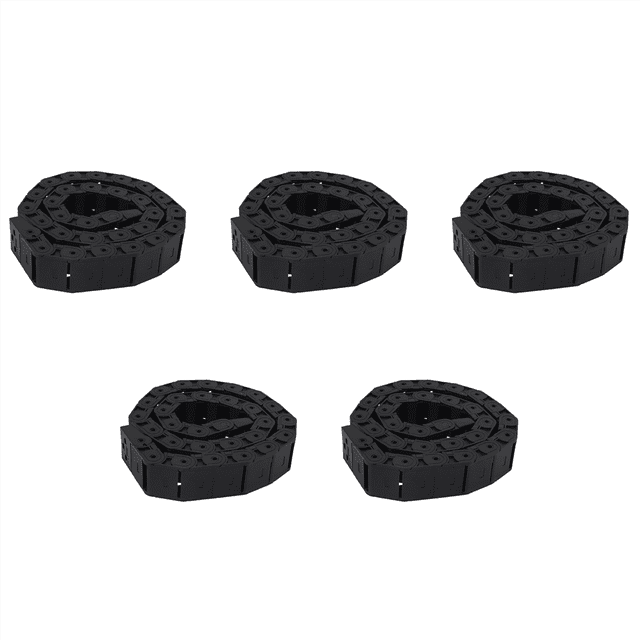 5 Pcs 18mm x 37mm Black Flexible Semi Enclosed Cable Drag Chain 1M 39.4 Inch