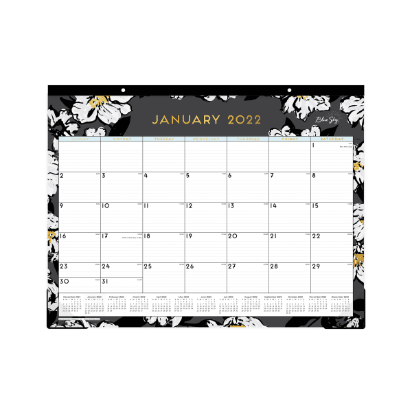 Blue Sky™ Monthly Desk Calendar, 17' x 22', Baccara Dark, January To December 2022, 110215
