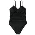 thumbnail image 4 of Alkepwun One Piece Swimsuit Women Tummy Control Bathing Suit Wrapped Ruched Padded Adjustable Spaghetti Straps V Neck Swimwear, 4 of 5
