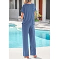 thumbnail image 6 of PRETTYGARDEN Women's Summer 2 Piece Matching Lounge Sets Short Sleeve Shirts Tops Wide Leg Pants Travel Airport Outfits, 6 of 7