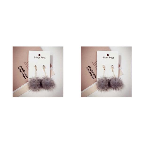 Minnieouse Pendientes colgantes Moda Estilo coreano Bola Pendiente Aniversario Regalo Señora Decoraciones diario Oreja única gris + diamantes de imitación 2Conjunto