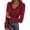 Burgundy, variant on Women's Long Sleeve Shirts Lace Trim V Neck Ribbed Slim Fitted Basic Tees Y2K Going Out Tops Fall Clothes