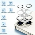 thumbnail image 4 of Dteck for iPhone 14 Pro Max & iPhone 14 Pro Camera Lens Protector Bling, Glitter Diamond Metal Lens Cover Glass Screen Protector Accessories for iPhone 14 Pro / 14 Pro Max, Silver, 4 of 5