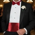 thumbnail image 5 of Men's Bow Tie & Cummerbund And Pocket Hankie Set Classic Bow Tie Cummerbunds Tuxedo Handkerchief For Parties Weddings Proms, 5 of 7