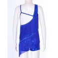thumbnail image 5 of Doomiva Kids Girls Sequins Tassel Leotard Dress Latin Jazz Tango Samba Dance Dress Ballroom Dancewear A Royal Blue 14, 5 of 7