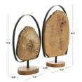 thumbnail image 3 of 18", 15"H Brown Wood Handmade Live Edge Slab Abstract Sculpture with Black Metal Rings, by DecMode (2 Count), 3 of 12