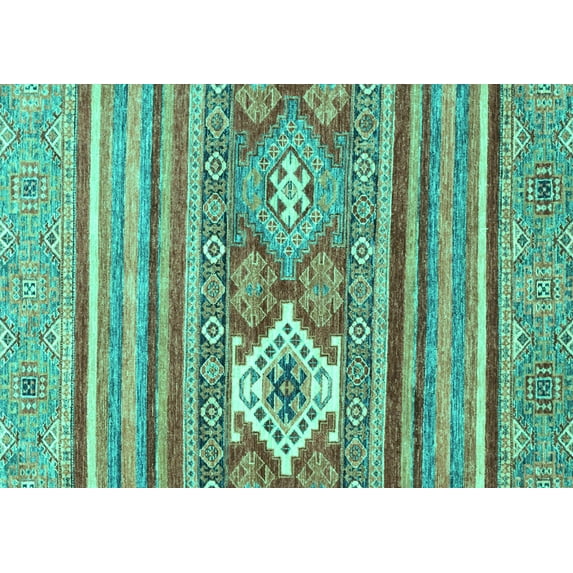 Ahgly Company Indoor Rectangle Abstract Turquoise Blue Modern Area Rugs, 3' x 5'
