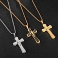 thumbnail image 4 of 14K Yellow Gold Cross Pendant Christian Amulet Three Layer Three-dimensional Sweater Chain Lovers Religious Jewelry Necklaces, 4 of 9
