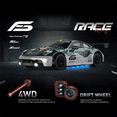 thumbnail image 5 of 1/16 Scale RC Drift Car with Lights, 4WD Full Proportional Remote Control Racing Car Model, RTR Electric Drift Vehicle with Roadblocks & Spare Tires, 5 of 9