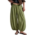 thumbnail image 2 of Womens Baggy Balloon Pants Cotton Linen Barrel Pants High Waisted Wide Leg Pants with Pockets L, 2 of 6