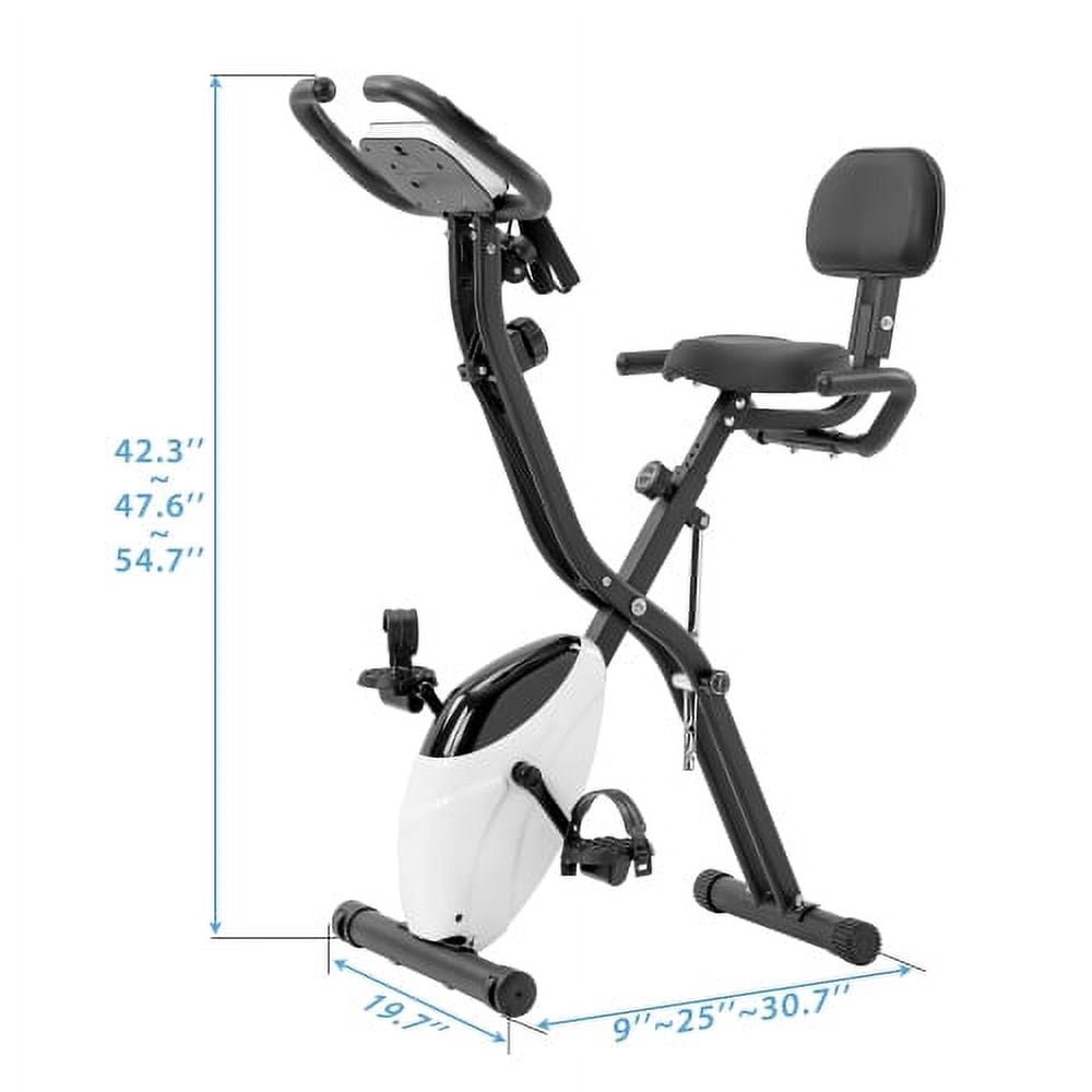 Stationary Exercise Bike for Home Workout |  1 Foldable Indoor Cycling Bike for Seniors | 300LB Capacity, 8-Level Magnetic Resistance, Seat Backrest