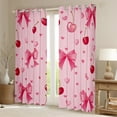 thumbnail image 2 of Manfei Girls Pink Ribbon Black Out Curtains, Cartoon Bowknot Bow-tie Curtains Pack of 2 (42x63 Each), Princess Cherry Love Heart Bedroom Curtains, Curtains Blackout Bedroom Decor, 2 of 6