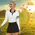 thumbnail image 4 of Women’s Colorblock Golf Polo Shirt Long Sleeve Collared V-Neck Quick Dry Tennis Top with UV Protection, 4 of 5