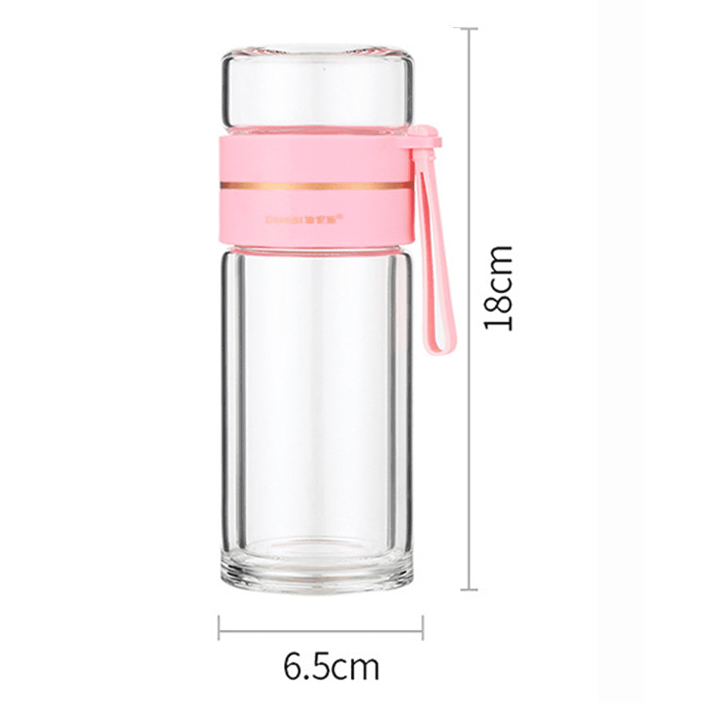Jeanzer Tea Infuser Bottle Tumbler Glass with Plastic Housing and Strainer