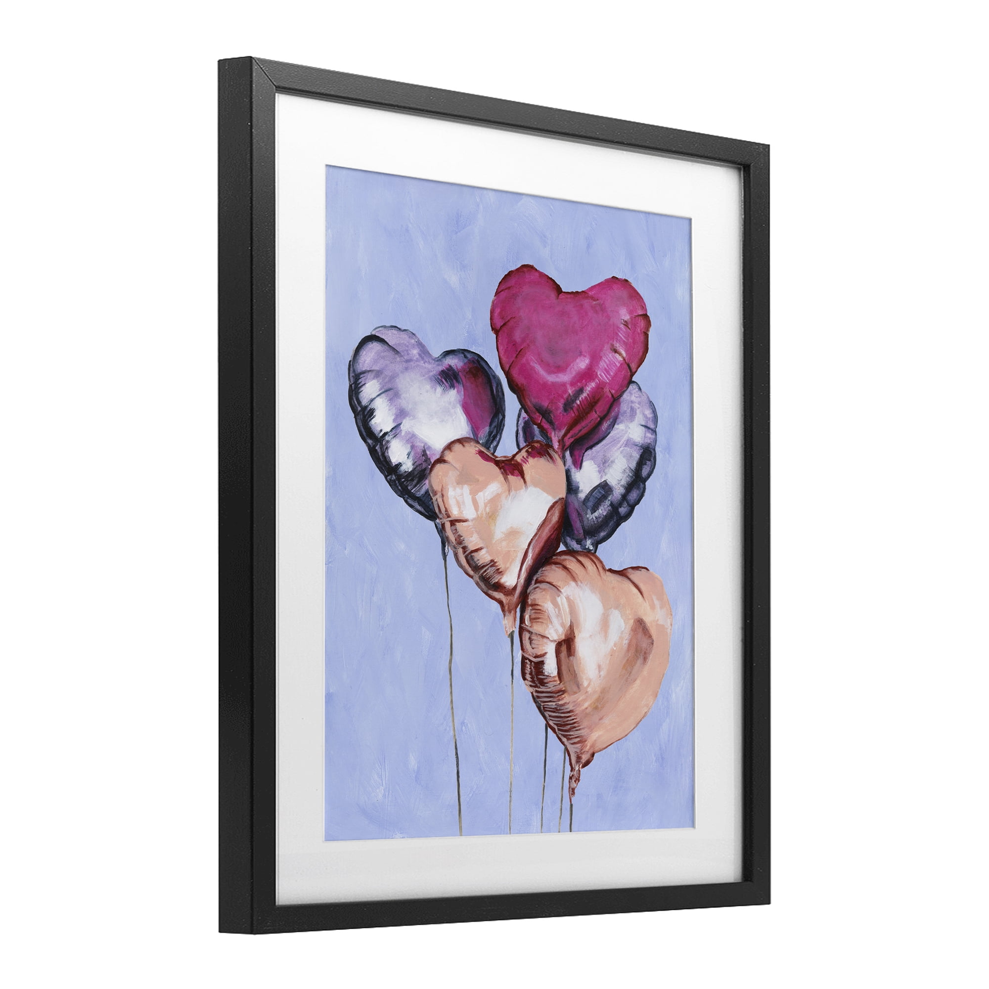 Stupell Industries Vibrant Heart Balloons Black Framed Print Under Glass, design by Michael Willett