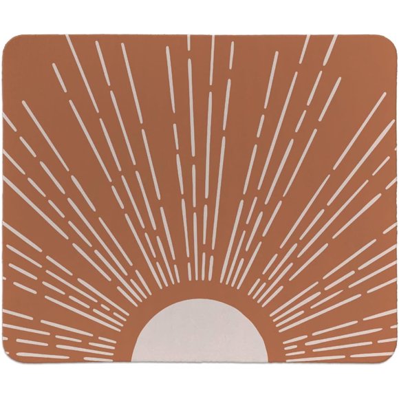 Tapis de Souris Boho Soleil Terracotta Décoration Moderne Mi-Siècle Accessoires de Bureau Boho Petit Tapis de Souris Gaming Carré 9.5x7.9 Pouces Ajoutez un Style Vibrant à Votre Bureau