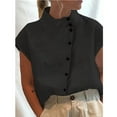 thumbnail image 3 of Lindbes BLVB Short Sleeve Cotton Linen Shirts for Women Button down Lapel Tops Solid Color Casual Summer Outfits 2024, 3 of 6