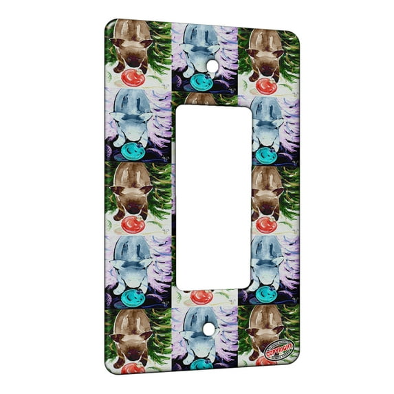 KuzmarK™ 1 Gang Rocker Wall Plate - Siamese Cat with Christmas Ornament Just Helping Cat Pattern Art by Denise Every