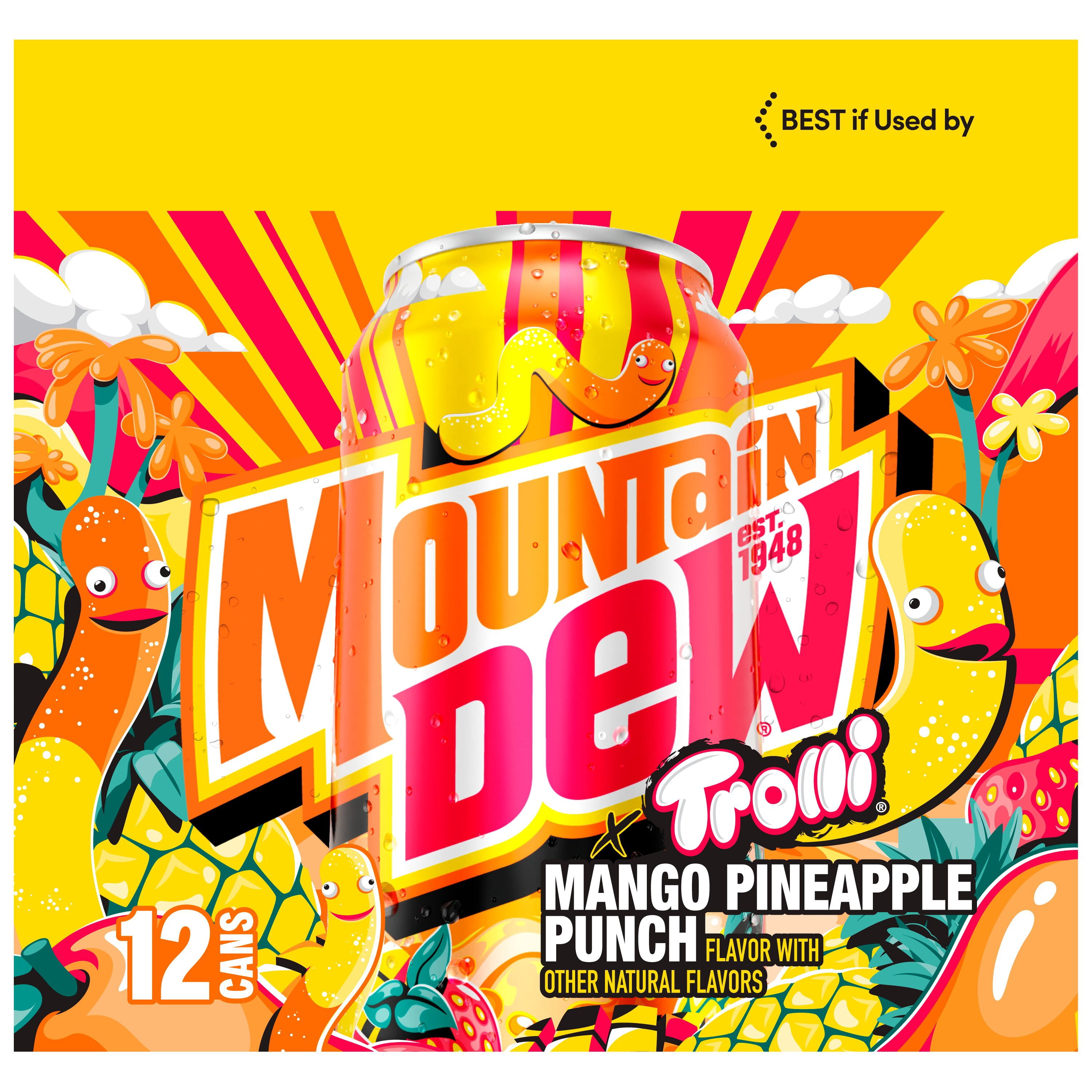 (2 pack) Mountain Dew x Trolli Mango Pineapple Punch 12 fl oz, 12ct Can