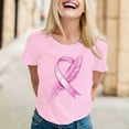 thumbnail image 2 of Breast Cancer Shirts Women Cute Summer Graphic Shirts Vintage Boho Flowers Short Sleeve T Shirt Inspirational Care Gifts Short Sleeve Tops (Pink, M), 2 of 4