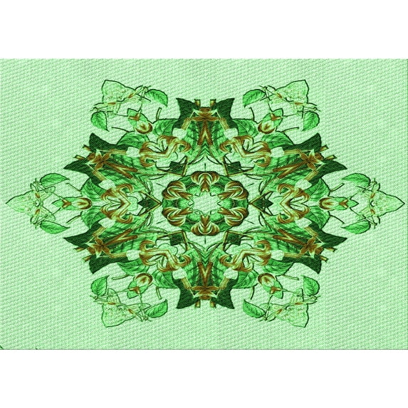 Ahgly Company Machine Washable Indoor Rectangle Transitional Light Green Area Rugs, 5' x 7'