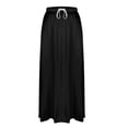 thumbnail image 6 of LWavelet Women Satin Flared Midi Skirt Elastic Drawstring Waist Elegant Evening Wedding Guest Skirt Black M, 6 of 6