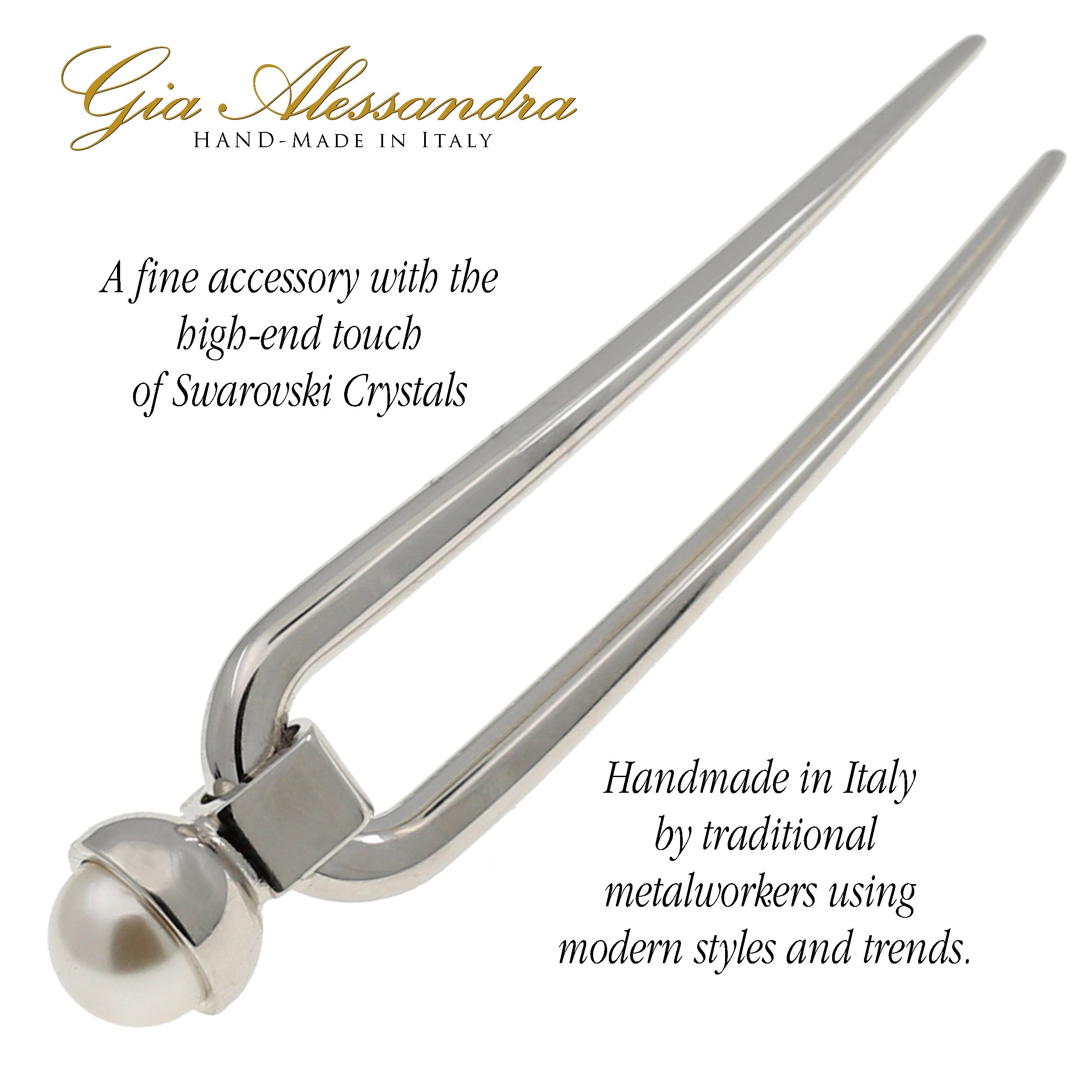 GA249 2.75 Inch Wedding Bridal Small U-Shape Hairpins Twist Stick Pins Silver with White Pearl