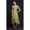 thumbnail image 2 of Bimba Cotton Yellow Leaves & Ranunculus Floral rinted Womens Asymmetrical ShiftDressWith Pockets Casual MidiDress-XSmall, 2 of 4